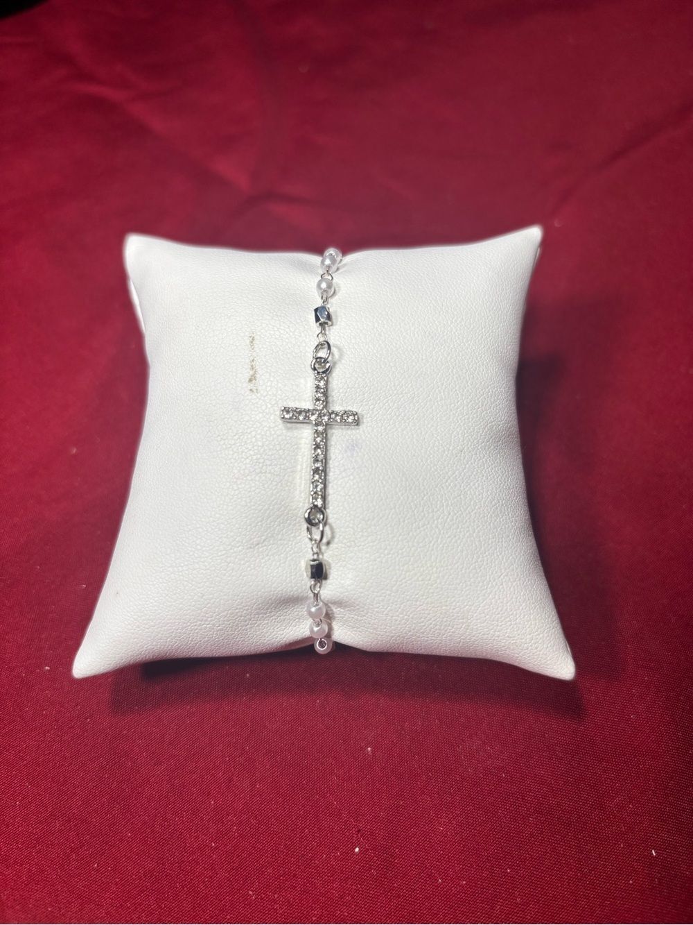 New Silver Cross Adjustable Beaded Bracelet - Women Jewelry